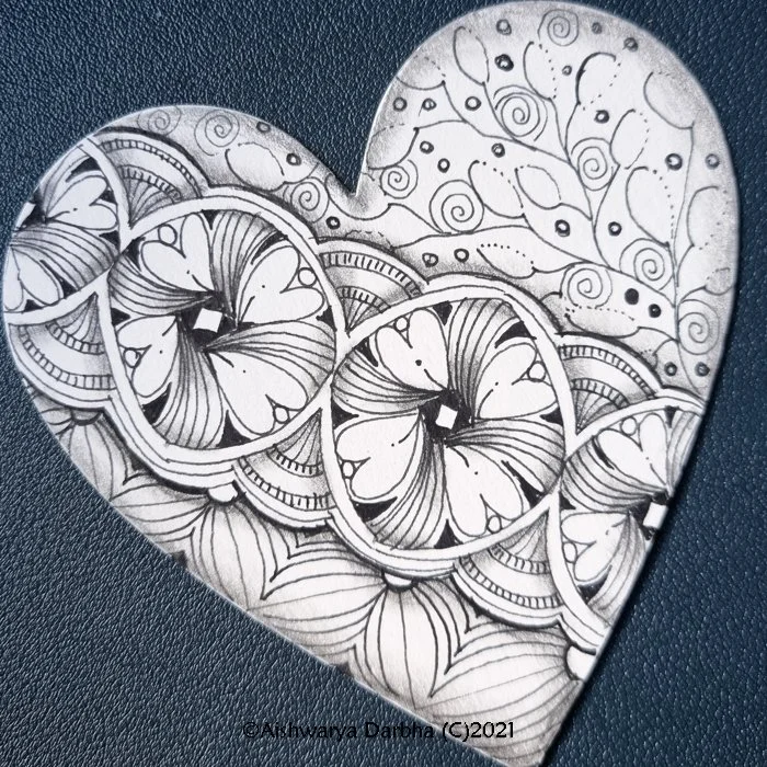 【Drawing】サザンカ-Eternal Love- LOVE Zentangle Art | Cute Zentangle Art | Valentine's Day